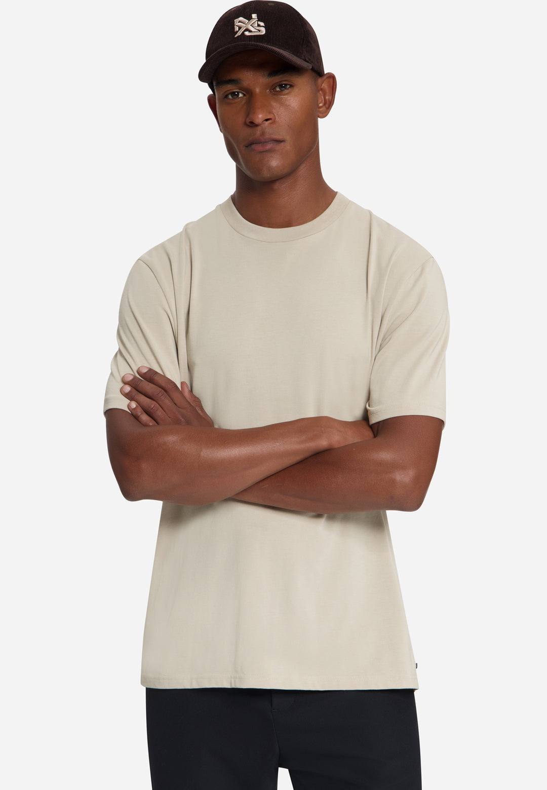 T-Shirt Crewneck Solid Basic Stretch, Cement 122 Bild 4