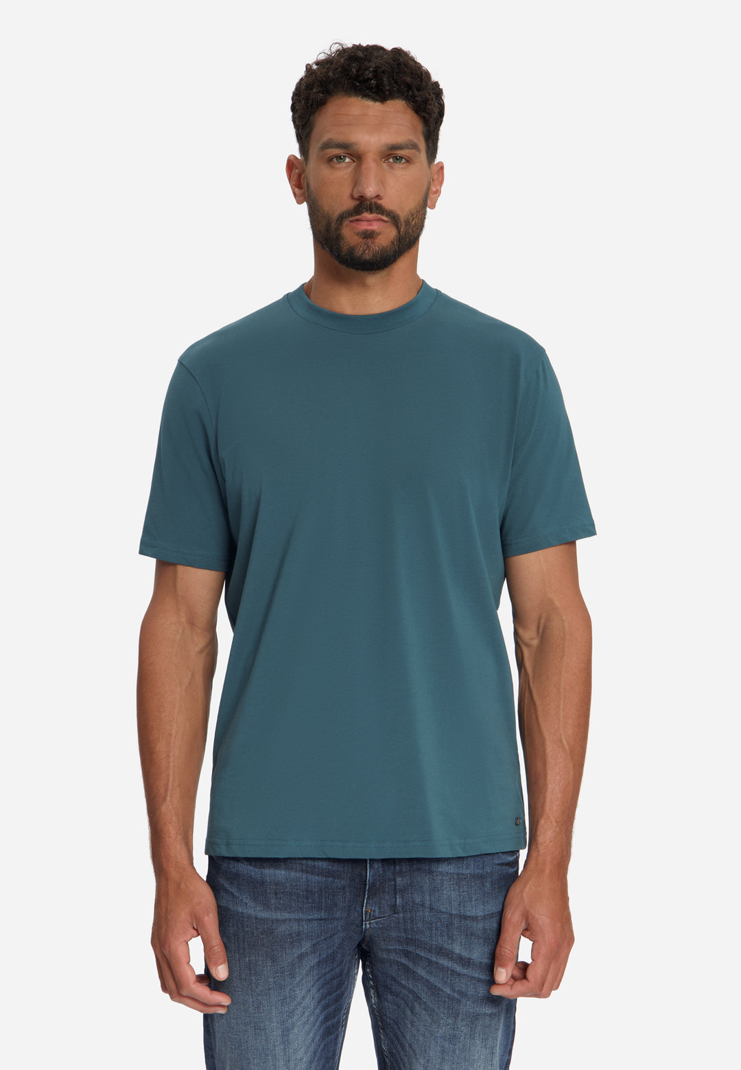 T-Shirt Crewneck Solid Basic Stretch, Shadow Blue 132 Bild 1