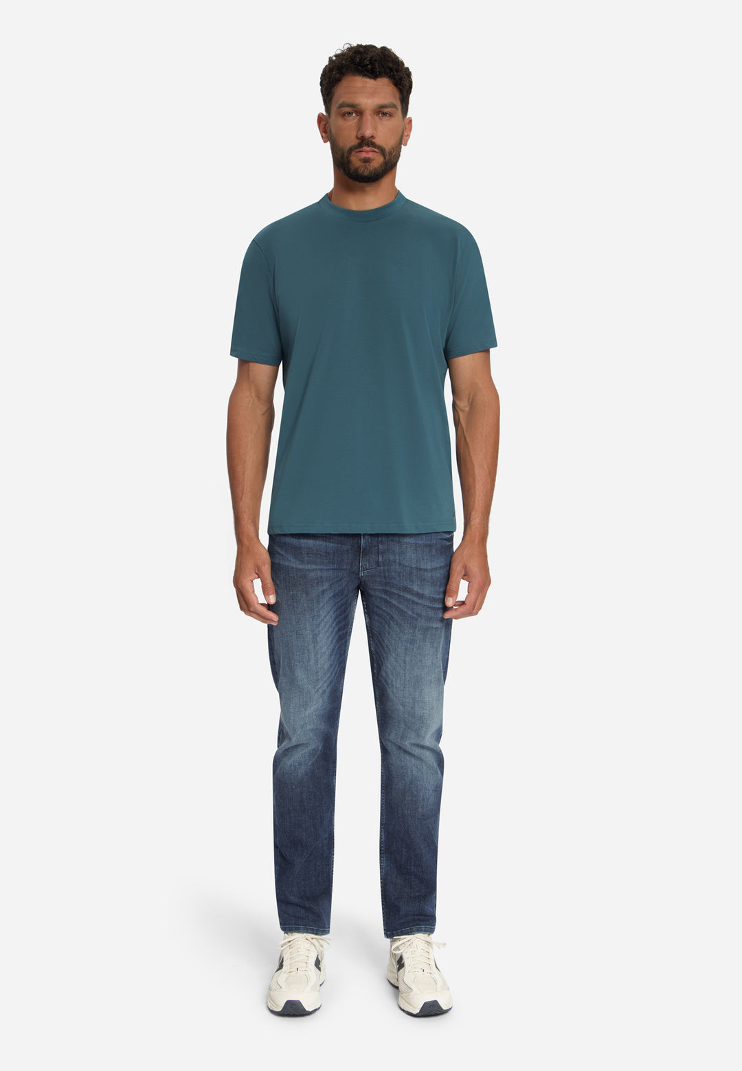 T-Shirt Crewneck Solid Basic Stretch, Shadow Blue 132 Bild 3