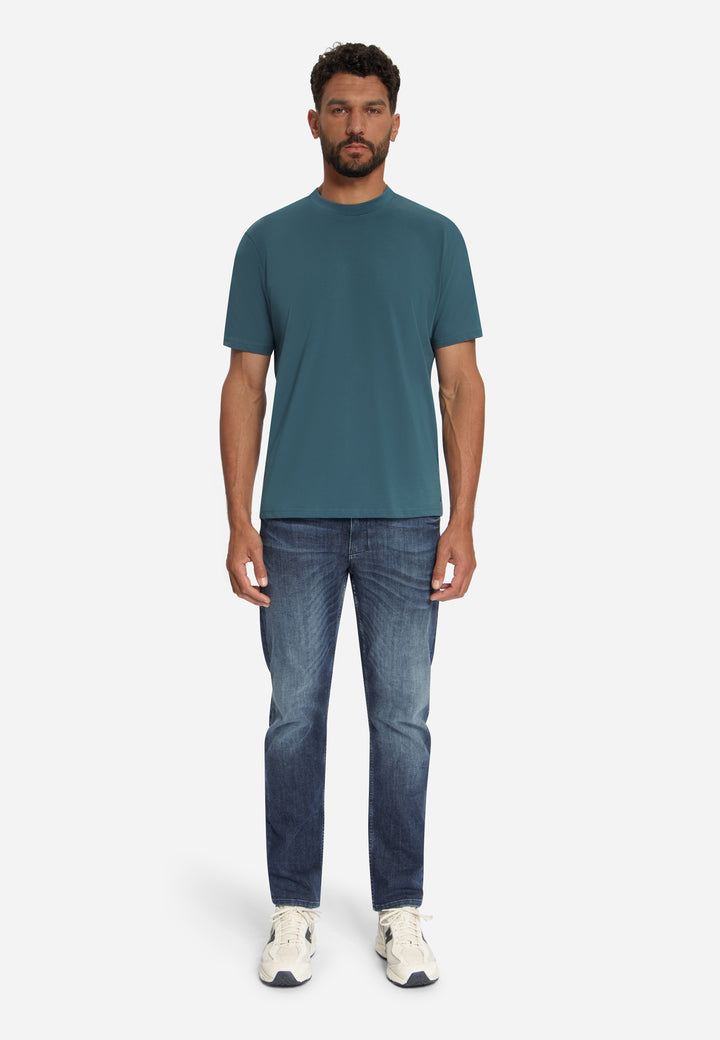 T-Shirt Crewneck Solid Basic Stretch, Shadow Blue 132 Bild 3