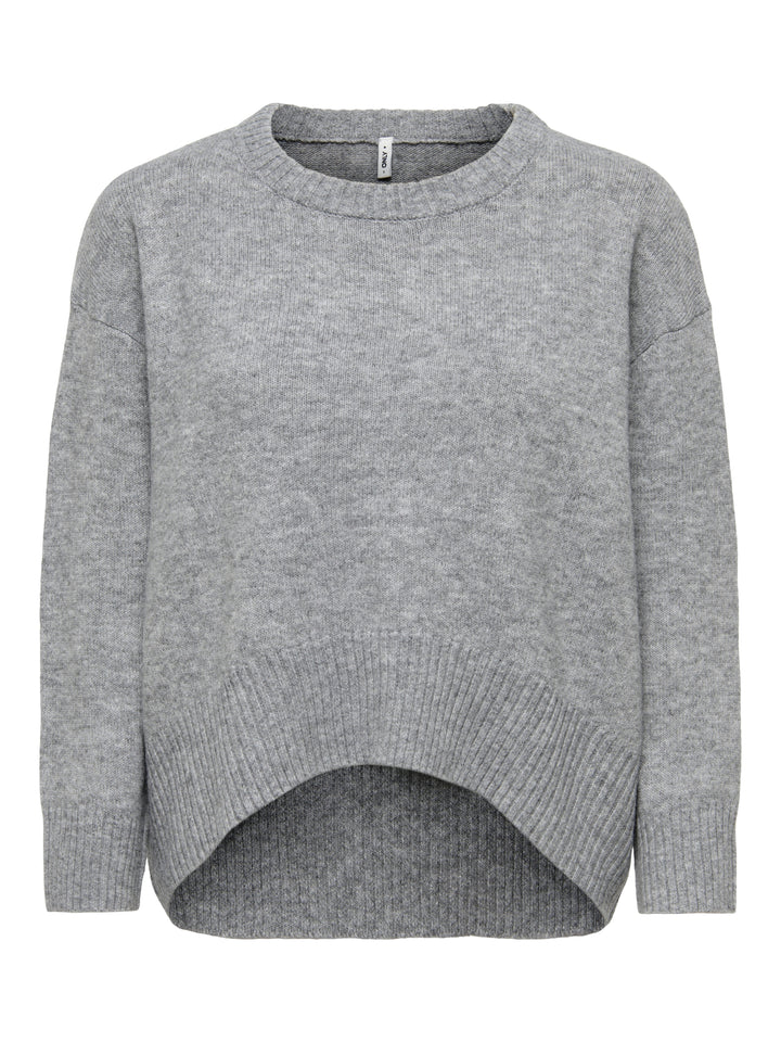 ONLALIVIA LS HIGH-LOW O-NECK NOOS K, Medium Grey Melange 179075 Bild 1