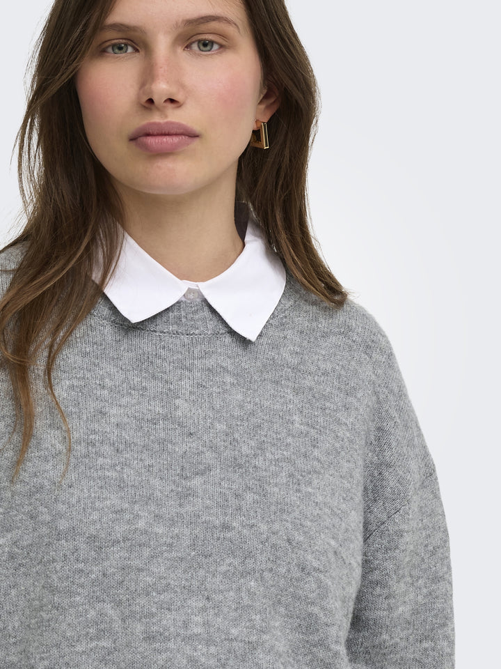 ONLALIVIA LS HIGH-LOW O-NECK NOOS K, Medium Grey Melange 179075 Bild 3