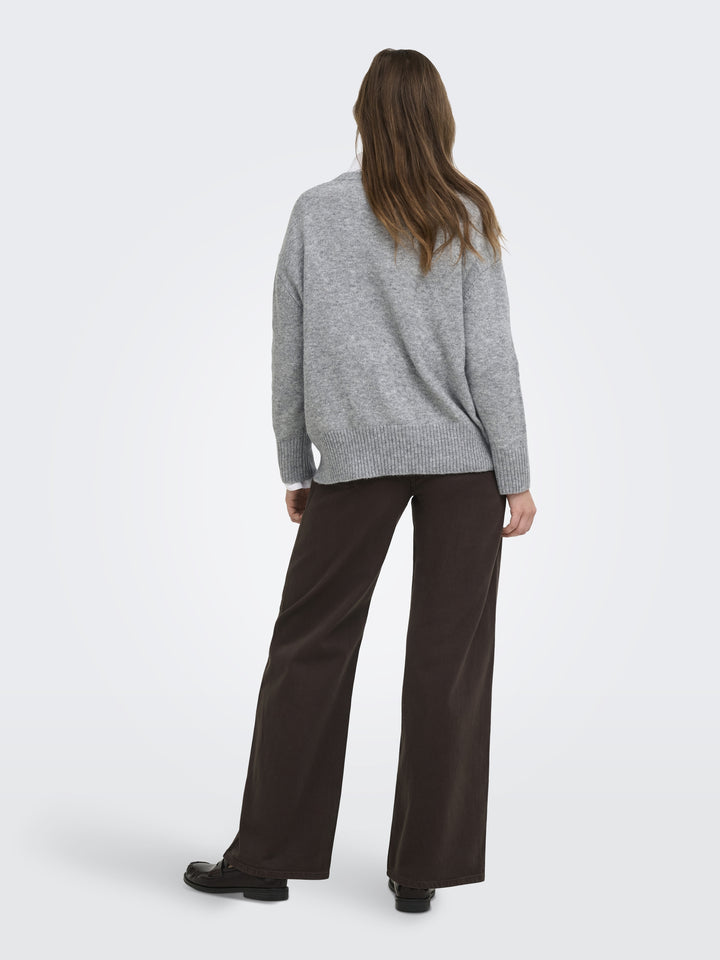ONLALIVIA LS HIGH-LOW O-NECK NOOS K, Medium Grey Melange 179075 Bild 5