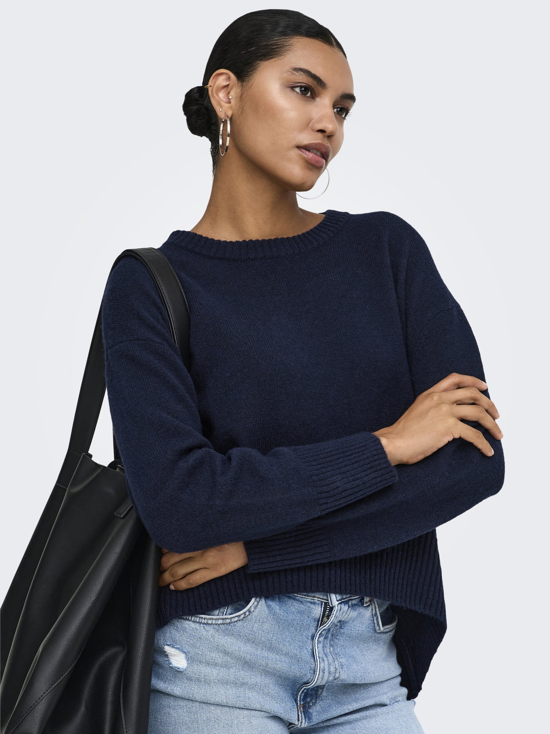 ONLALIVIA LS HIGH-LOW O-NECK NOOS K, Night Sky/Melange 194962001 Bild 7