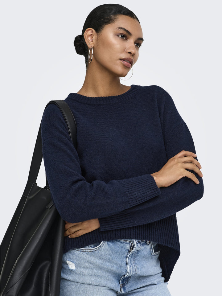 ONLALIVIA LS HIGH-LOW O-NECK NOOS K, Night Sky/Melange 194962001 Bild 7