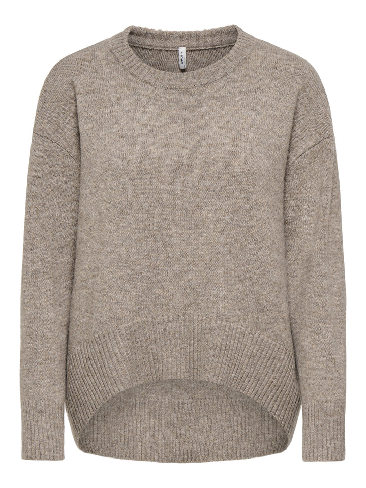ONLALIVIA LS HIGH-LOW O-NECK NOOS K, Taupe Gray/Melange 198930001 Bild 1