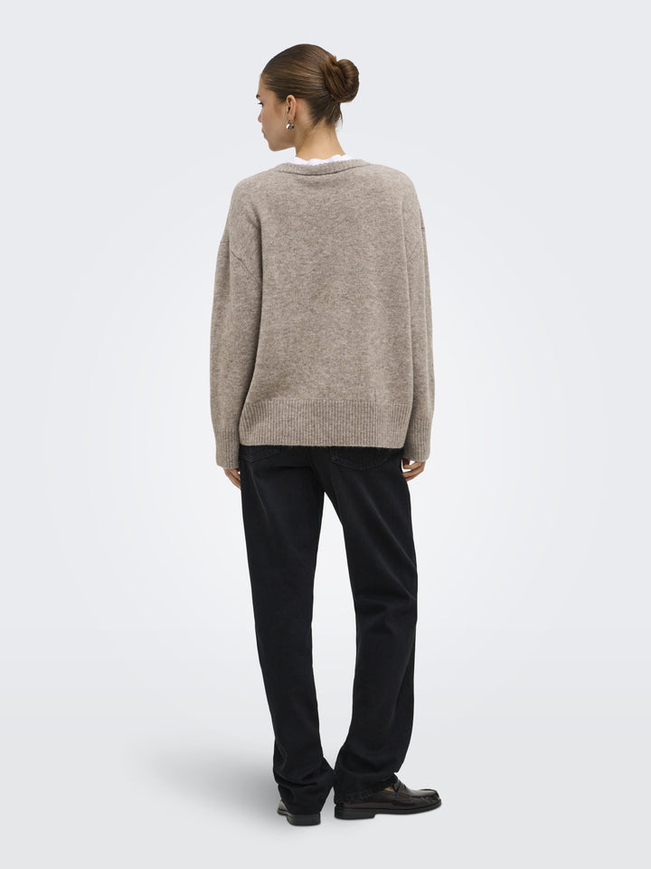 ONLALIVIA LS HIGH-LOW O-NECK NOOS K, Taupe Gray/Melange 198930001 Bild 5