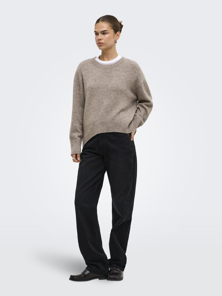 ONLALIVIA LS HIGH-LOW O-NECK NOOS K, Taupe Gray/Melange 198930001 Bild 7