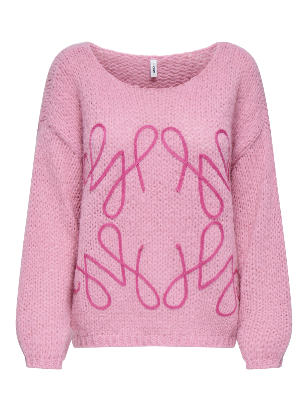 ONLALYSSA LIFE LS EMB O-NECK KNT, Sea Pink/Knockout Pink Text 225876005 Bild 1
