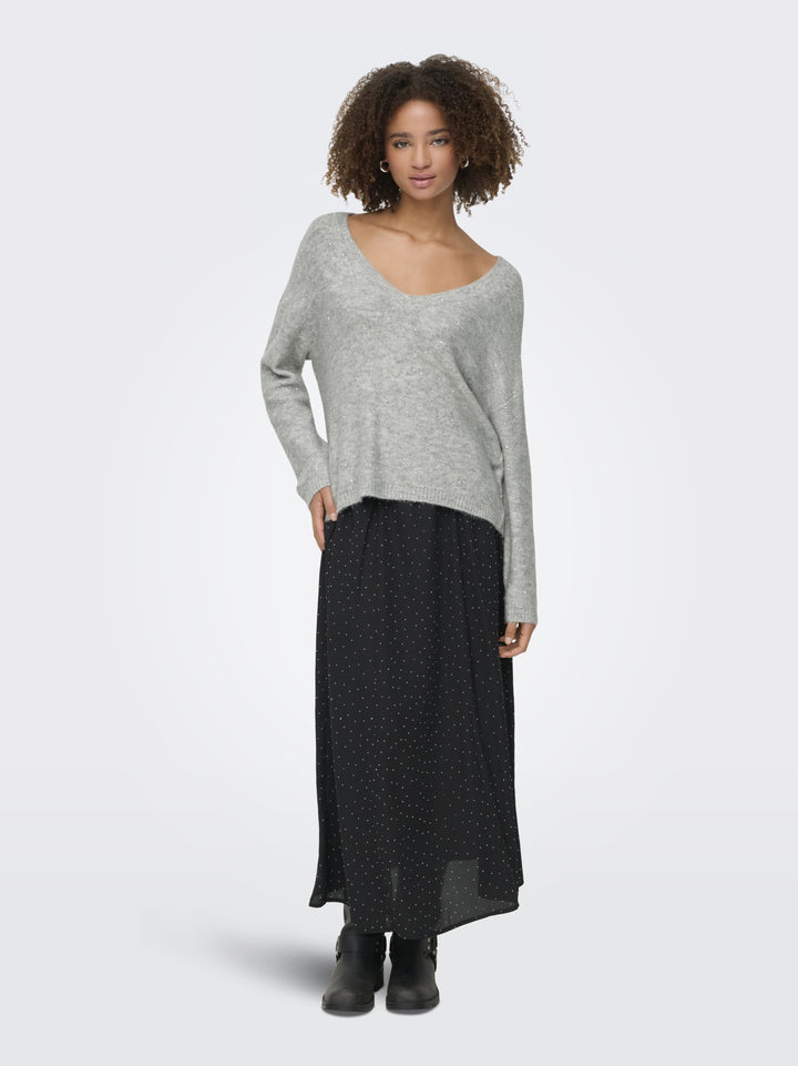 ONLARIZONA LS SEQUINS V-NECK PUL KN, Light Grey Melange/Silver Sequins 179073001 Bild 6