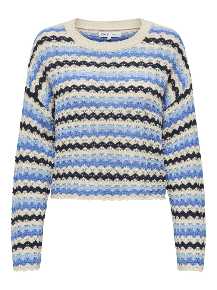 ONLASA LS O-NECK KNT NCA, Birch/Ultramarine/Soft Chambray/Nav 180083004 Bild 1