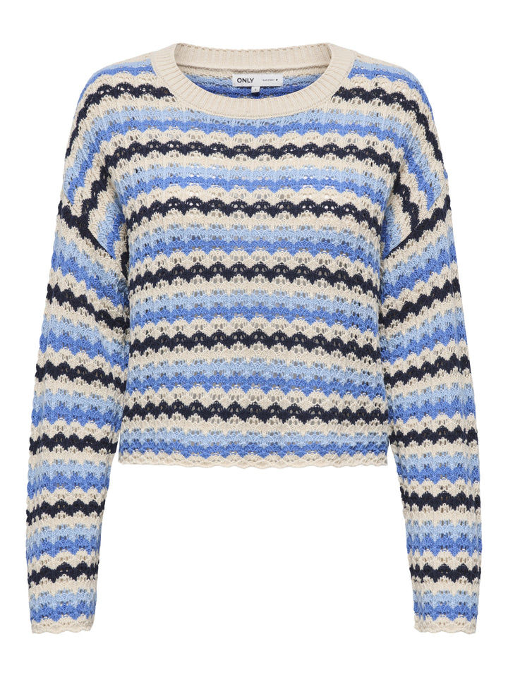 ONLASA LS O-NECK KNT NCA, Birch/Ultramarine/Soft Chambray/Nav 180083004 Bild 1