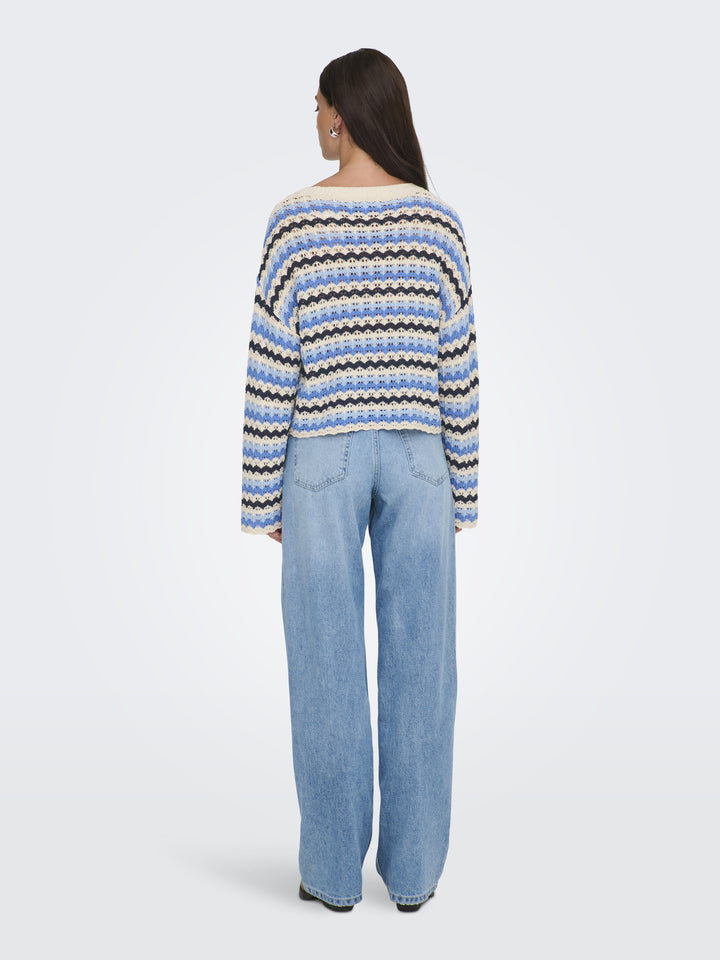 ONLASA LS O-NECK KNT NCA, Birch/Ultramarine/Soft Chambray/Nav 180083004 Bild 3