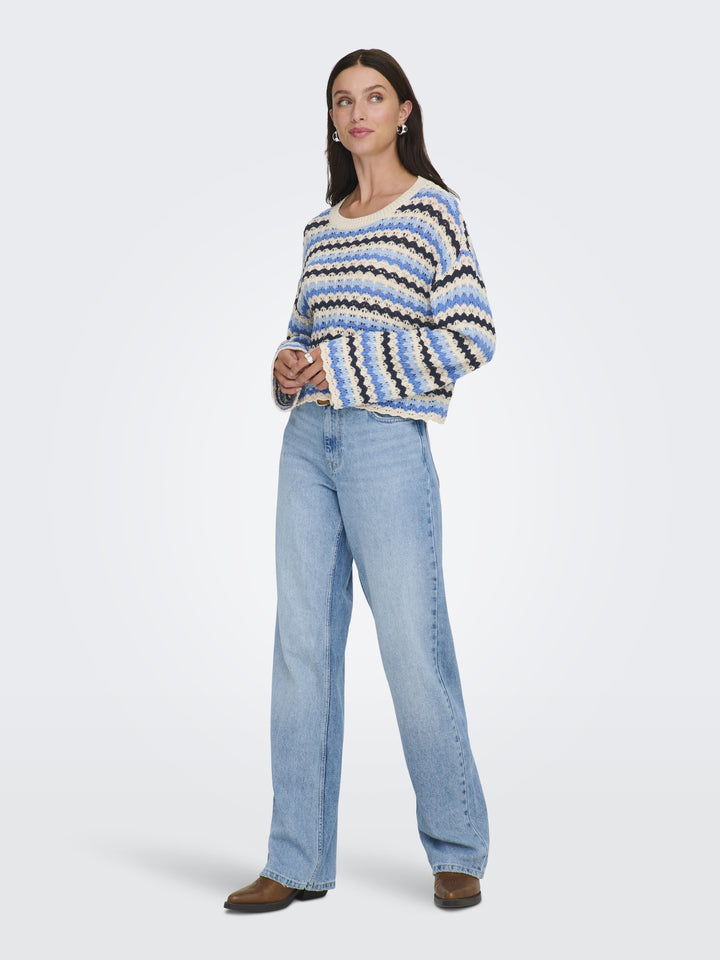 ONLASA LS O-NECK KNT NCA, Birch/Ultramarine/Soft Chambray/Nav 180083004 Bild 4