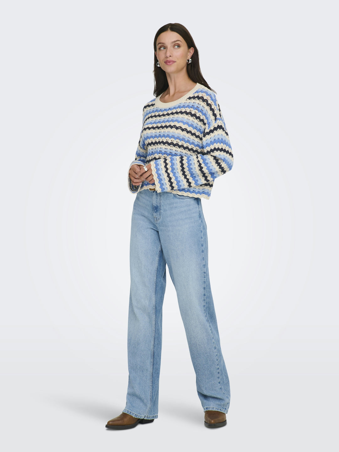 ONLASA LS O-NECK KNT NCA, Birch/Ultramarine/Soft Chambray/Nav 180083004 Bild 4