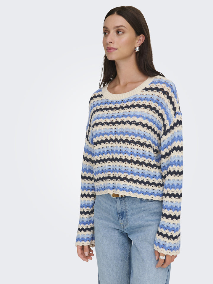 ONLASA LS O-NECK KNT NCA, Birch/Ultramarine/Soft Chambray/Nav 180083004 Bild 5