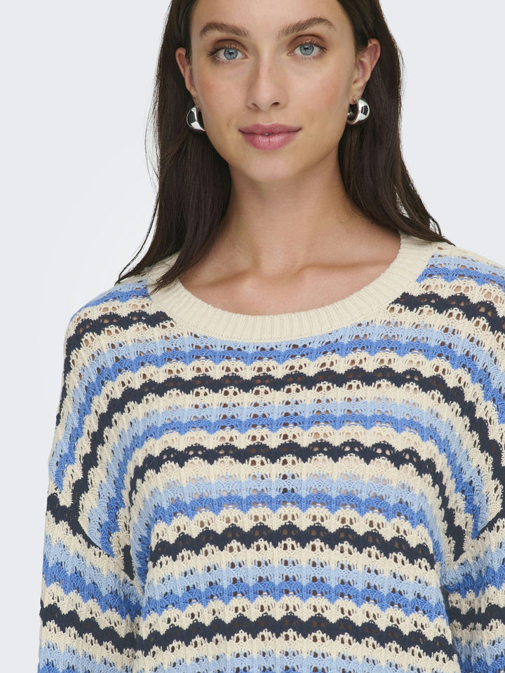 ONLASA LS O-NECK KNT NCA, Birch/Ultramarine/Soft Chambray/Nav 180083004 Bild 5