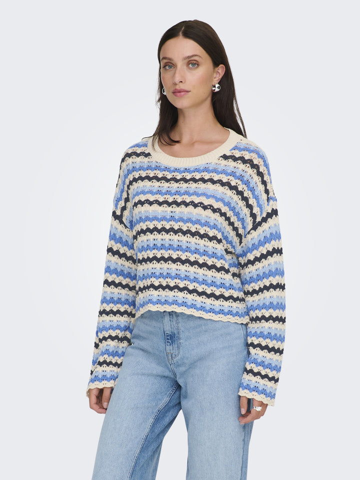 ONLASA LS O-NECK KNT NCA, Birch/Ultramarine/Soft Chambray/Nav 180083004 Bild 7