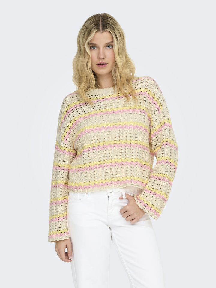ONLASA LS O-NECK KNT NCA, Birch/Sunlight/Romance Rose 180083007 Bild 4
