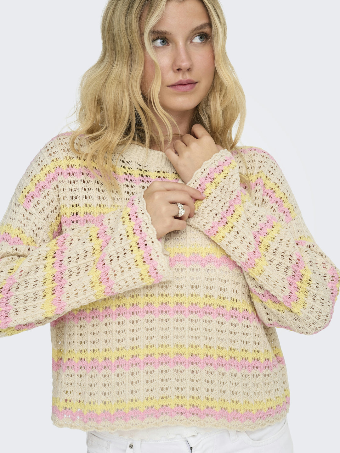 ONLASA LS O-NECK KNT NCA, Birch/Sunlight/Romance Rose 180083007 Bild 5
