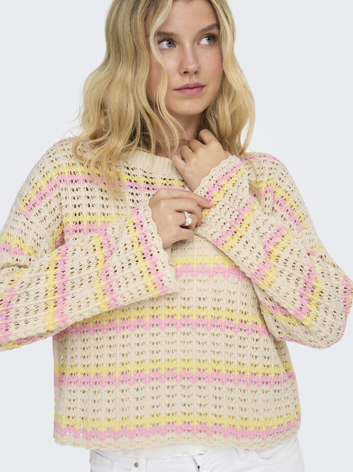 ONLASA LS O-NECK KNT NCA, Birch/Sunlight/Romance Rose 180083007 Bild 5