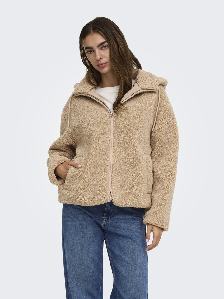 ONLASPEN HOOD TEDDY JACKET CC OTW, Cuban Sand 238995 Bild 4