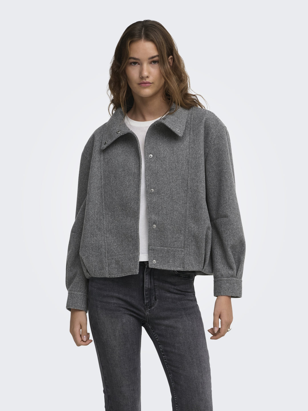 ONLASTA HIGH COLLAR BOMBER JACKET O, Dark Grey Melange 179074 Bild 4
