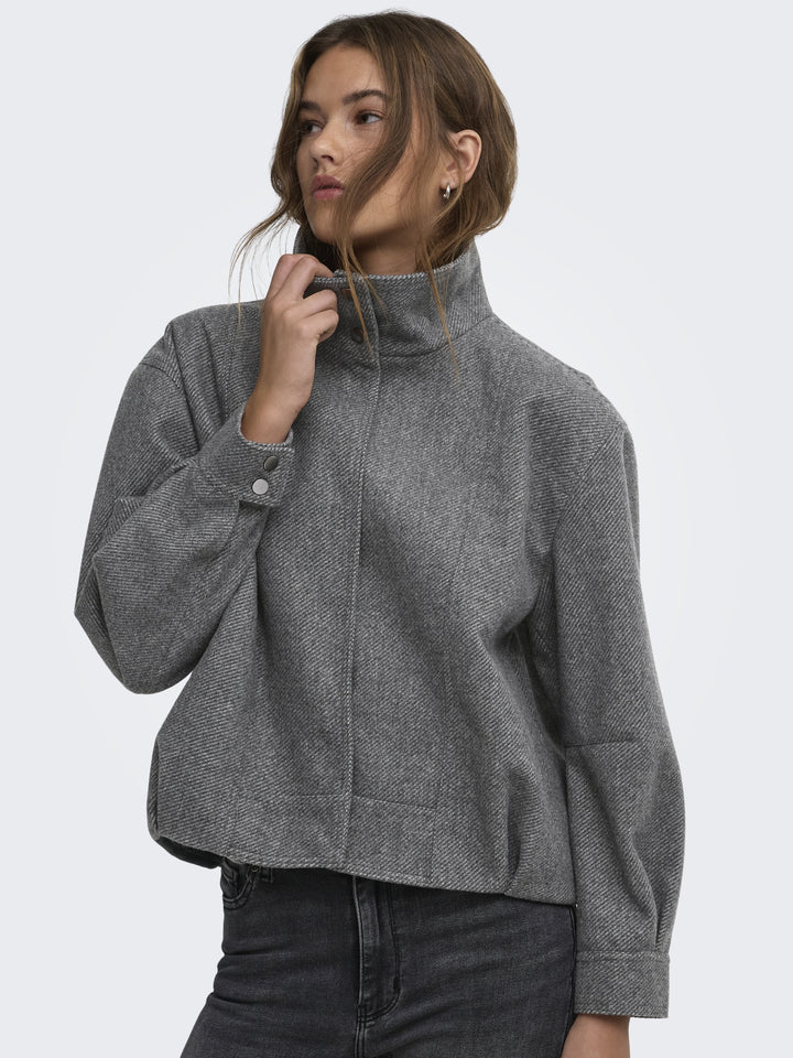 ONLASTA HIGH COLLAR BOMBER JACKET O, Dark Grey Melange 179074 Bild 7