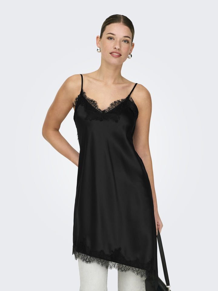 ONLBELLA STRAP SATIN LACE DRESS WVN, Black 177911 Bild 4