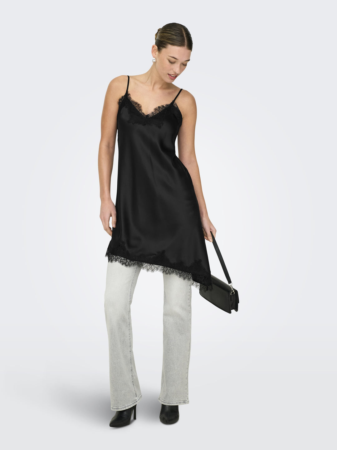 ONLBELLA STRAP SATIN LACE DRESS WVN, Black 177911 Bild 6
