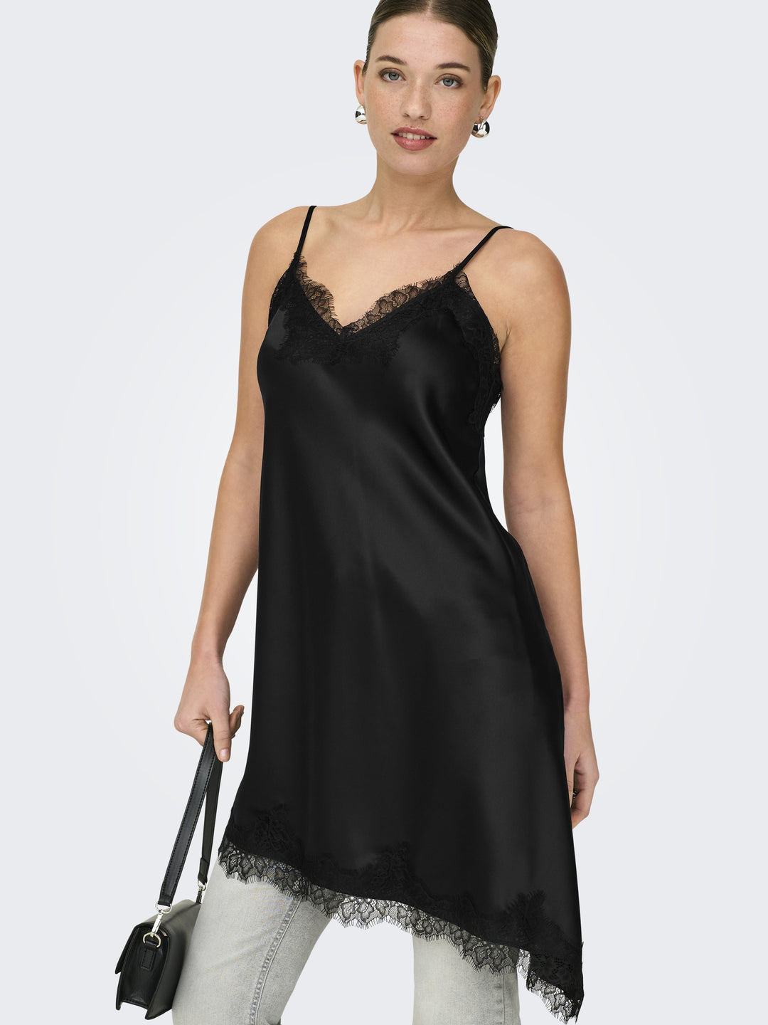 ONLBELLA STRAP SATIN LACE DRESS WVN, Black 177911 Bild 7