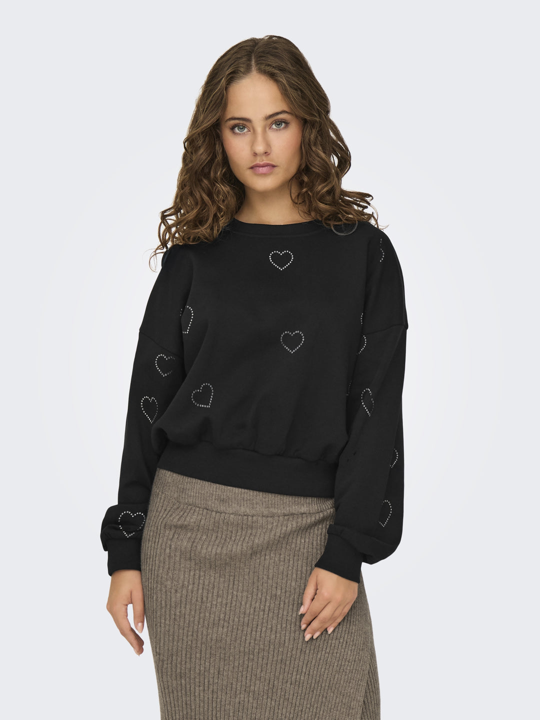 ONLBERIT L/S O-NECK SWT, Black/Heart silver rhinestone 177911002 Bild 3