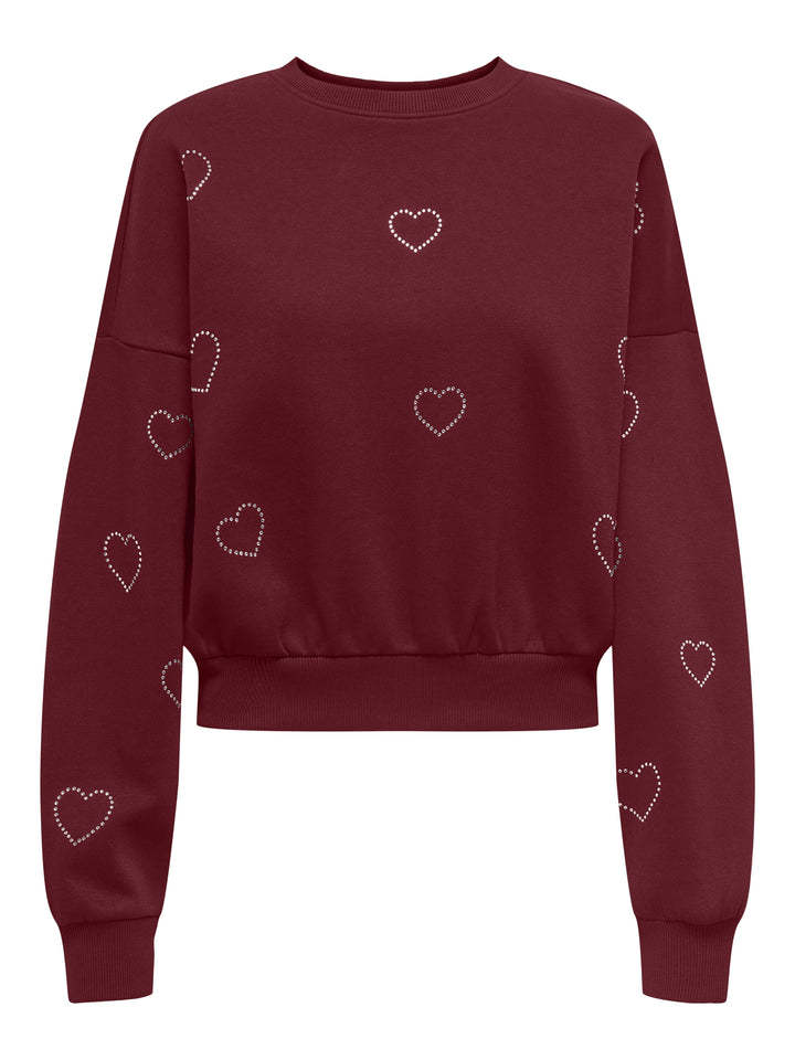 ONLBERIT L/S O-NECK SWT, Cabernet/Heart silver rhinestone 182651002 Bild 1