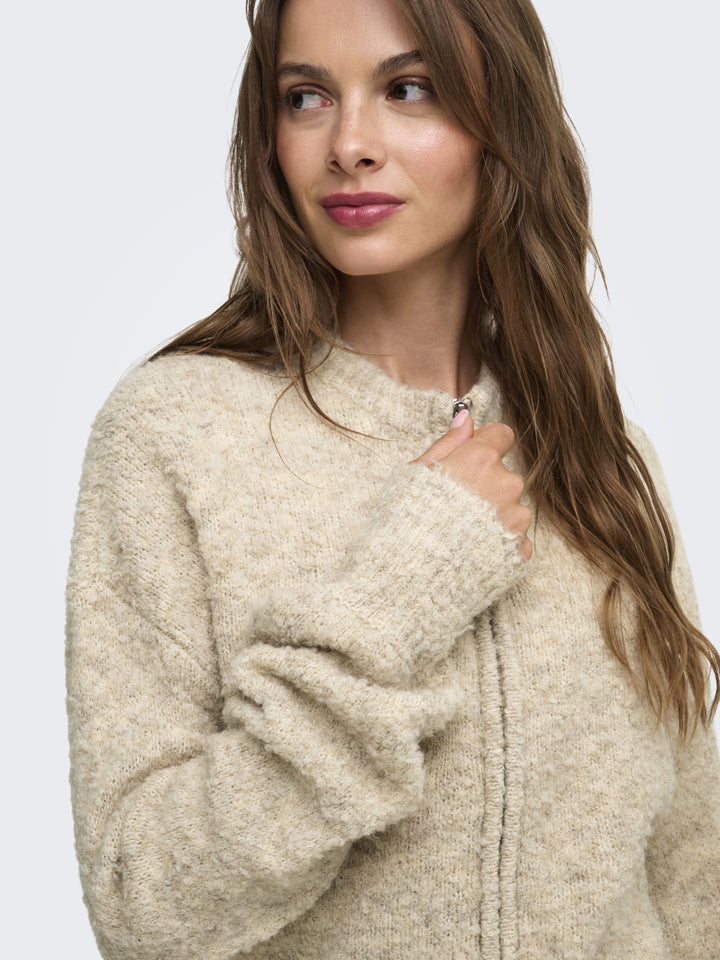 ONLBOUBLE LS O-NECK ZIP CARDIGAN KN, Peyote/Mel/Silver Zip 209493003 Bild 3