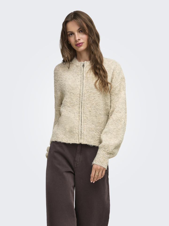 ONLBOUBLE LS O-NECK ZIP CARDIGAN KN, Peyote/Mel/Silver Zip 209493003 Bild 4