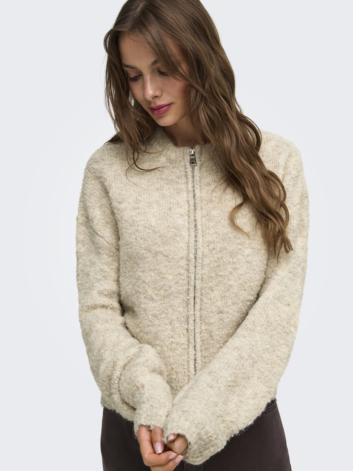 ONLBOUBLE LS O-NECK ZIP CARDIGAN KN, Peyote/Mel/Silver Zip 209493003 Bild 6