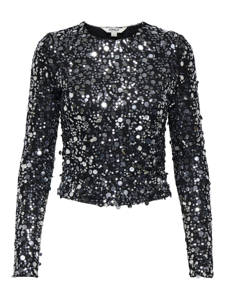 ONLCATINA LS SEQUINS TOP WVN, Silver 177931 Bild 1