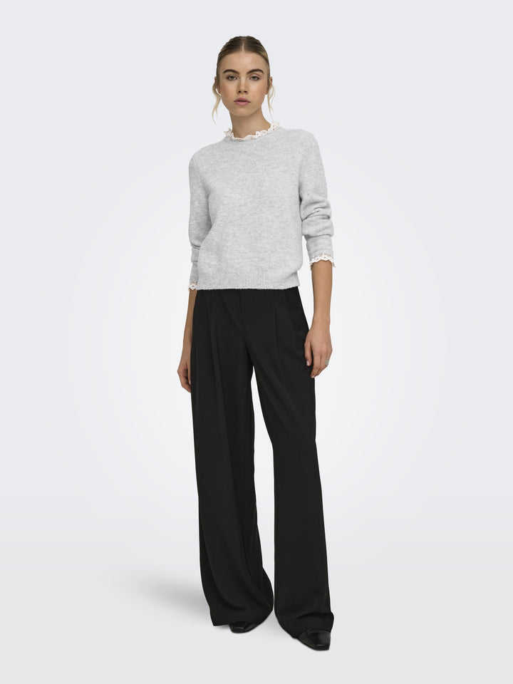 ONLCHER LS DETAIL O-NECK KNT, Light Grey Melange/Cloud Dancer Lac 179073002 Bild 5