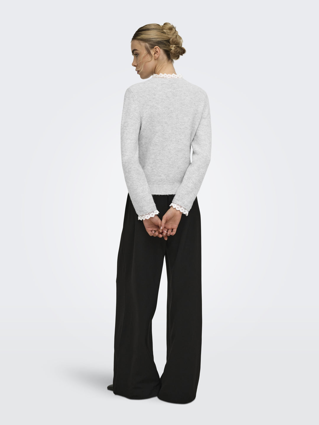 ONLCHER LS DETAIL O-NECK KNT, Light Grey Melange/Cloud Dancer Lac 179073002 Bild 6