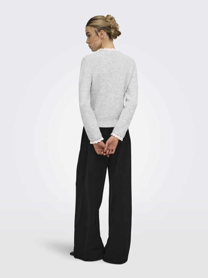 ONLCHER LS DETAIL O-NECK KNT, Light Grey Melange/Cloud Dancer Lac 179073002 Bild 6