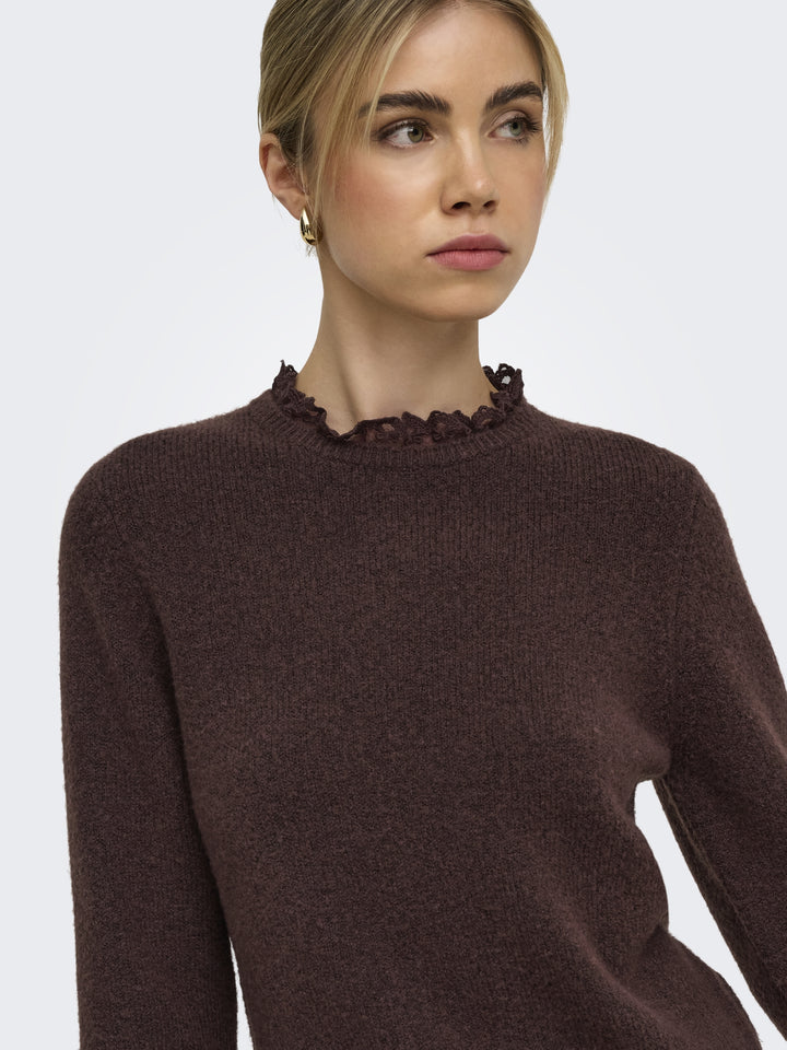 ONLCHER LS DETAIL O-NECK KNT, Deep Mahogany/Mel/Dtm Lace 212012001 Bild 3