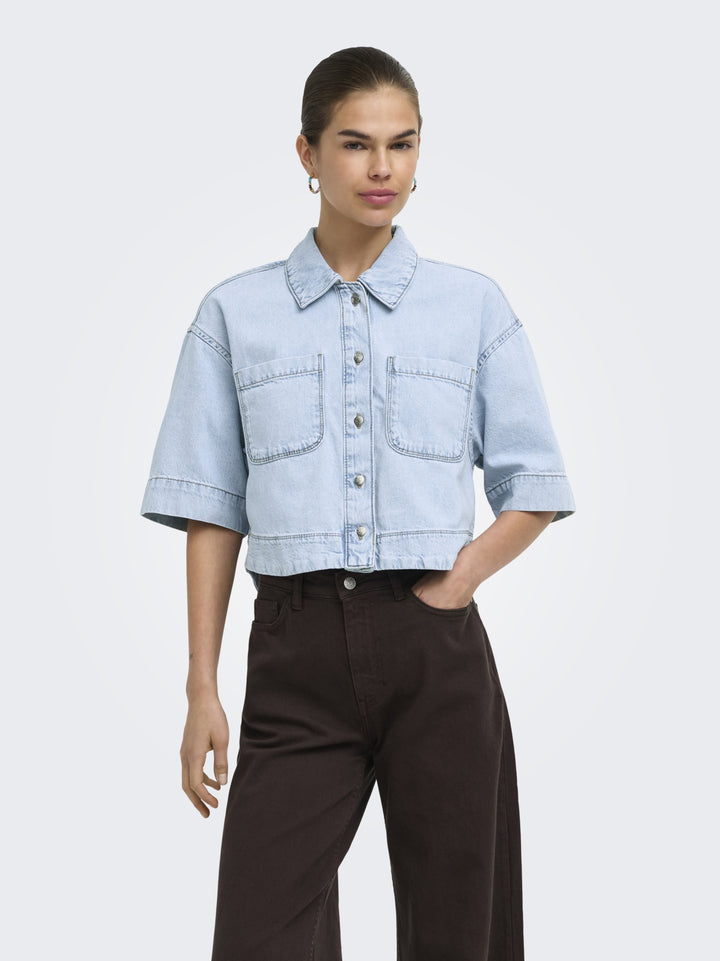 ONLCLEO LIFE SS CROP DNM SHIRT PIM, Light Blue Denim 177934 Bild 3