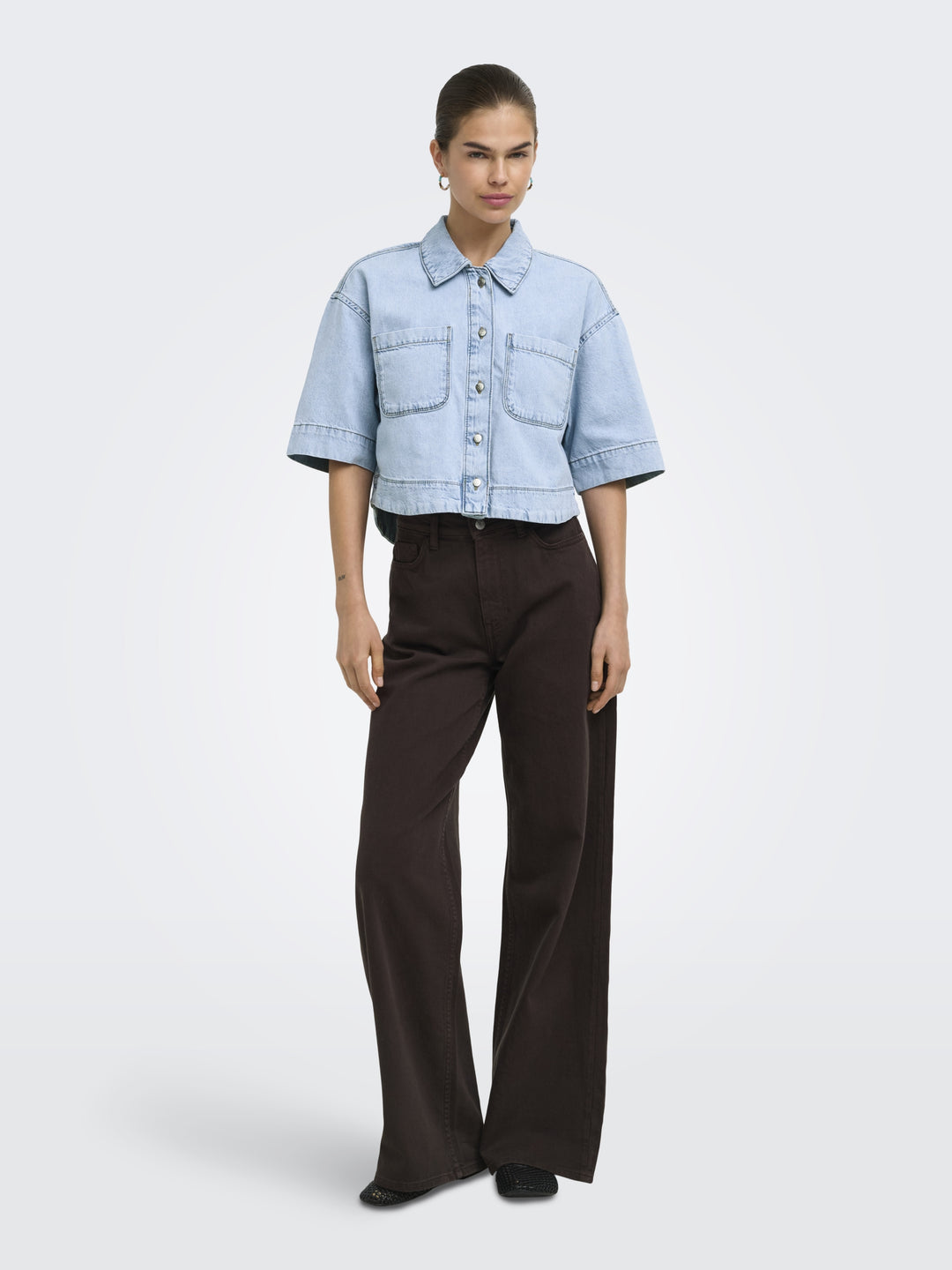 ONLCLEO LIFE SS CROP DNM SHIRT PIM, Light Blue Denim 177934 Bild 6