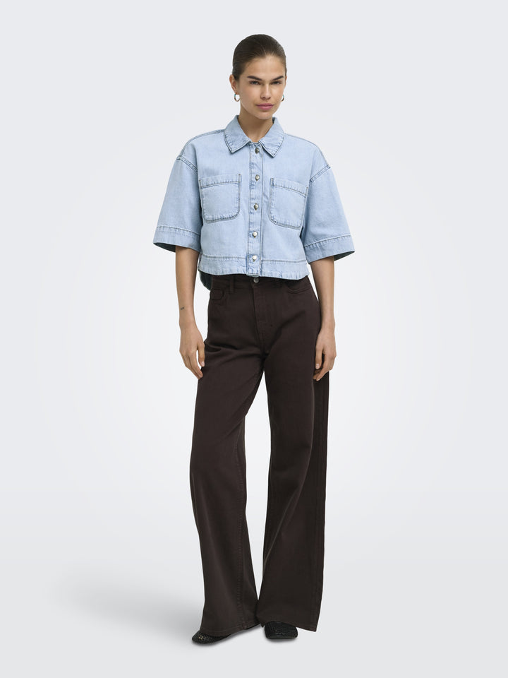 ONLCLEO LIFE SS CROP DNM SHIRT PIM, Light Blue Denim 177934 Bild 6