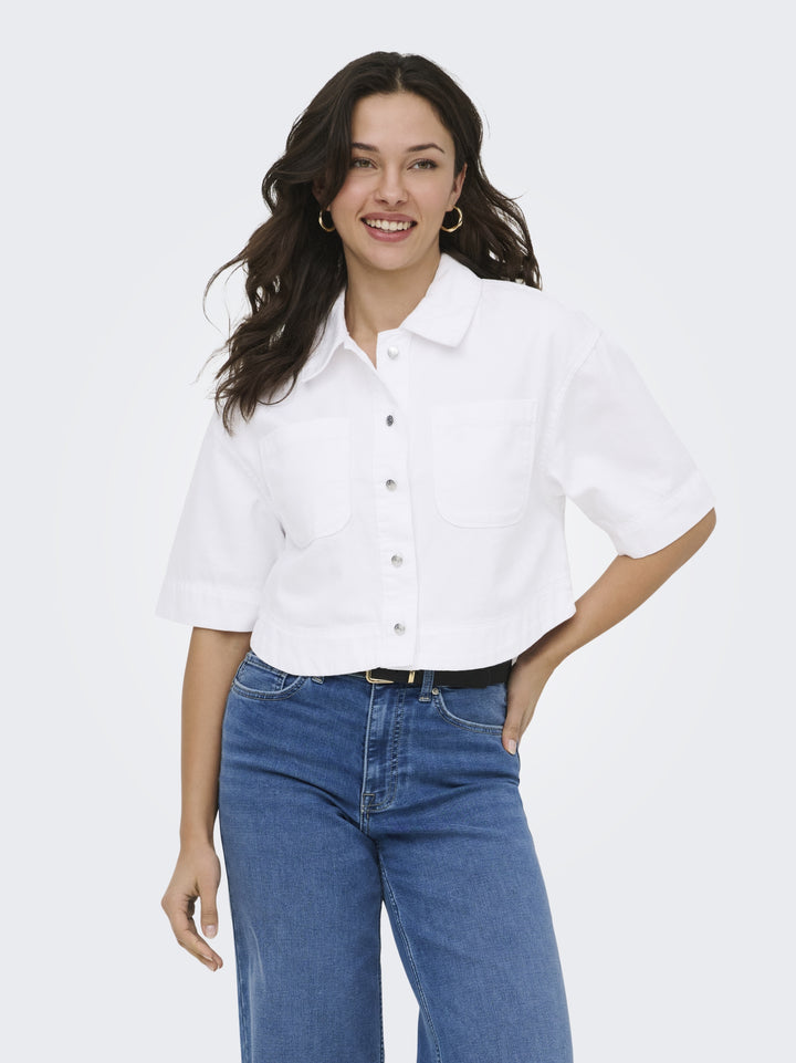 ONLCLEO LIFE SS CROP DNM SHIRT PIM, White Denim 179707 Bild 4