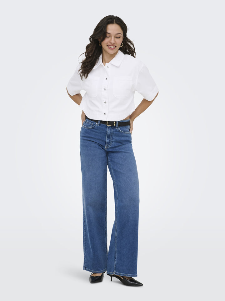 ONLCLEO LIFE SS CROP DNM SHIRT PIM, White Denim 179707 Bild 6