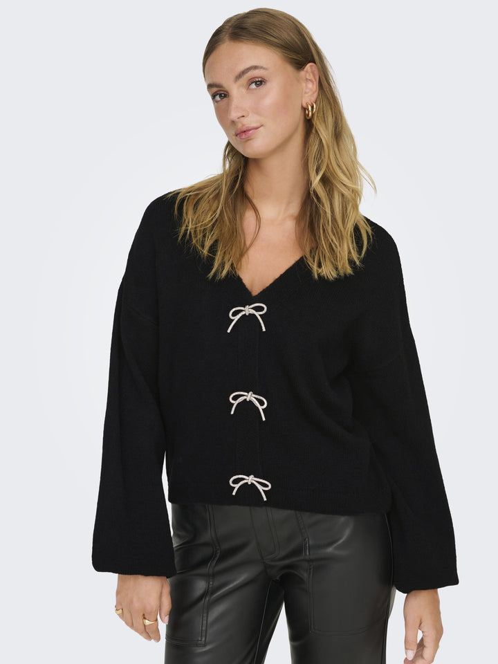 ONLDONNA LS BOW V-NECK KNT, Black 177911 Bild 3