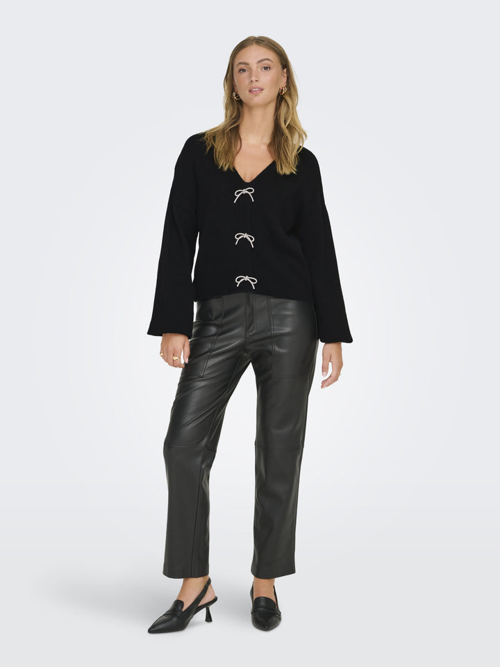 ONLDONNA LS BOW V-NECK KNT, Black 177911 Bild 5
