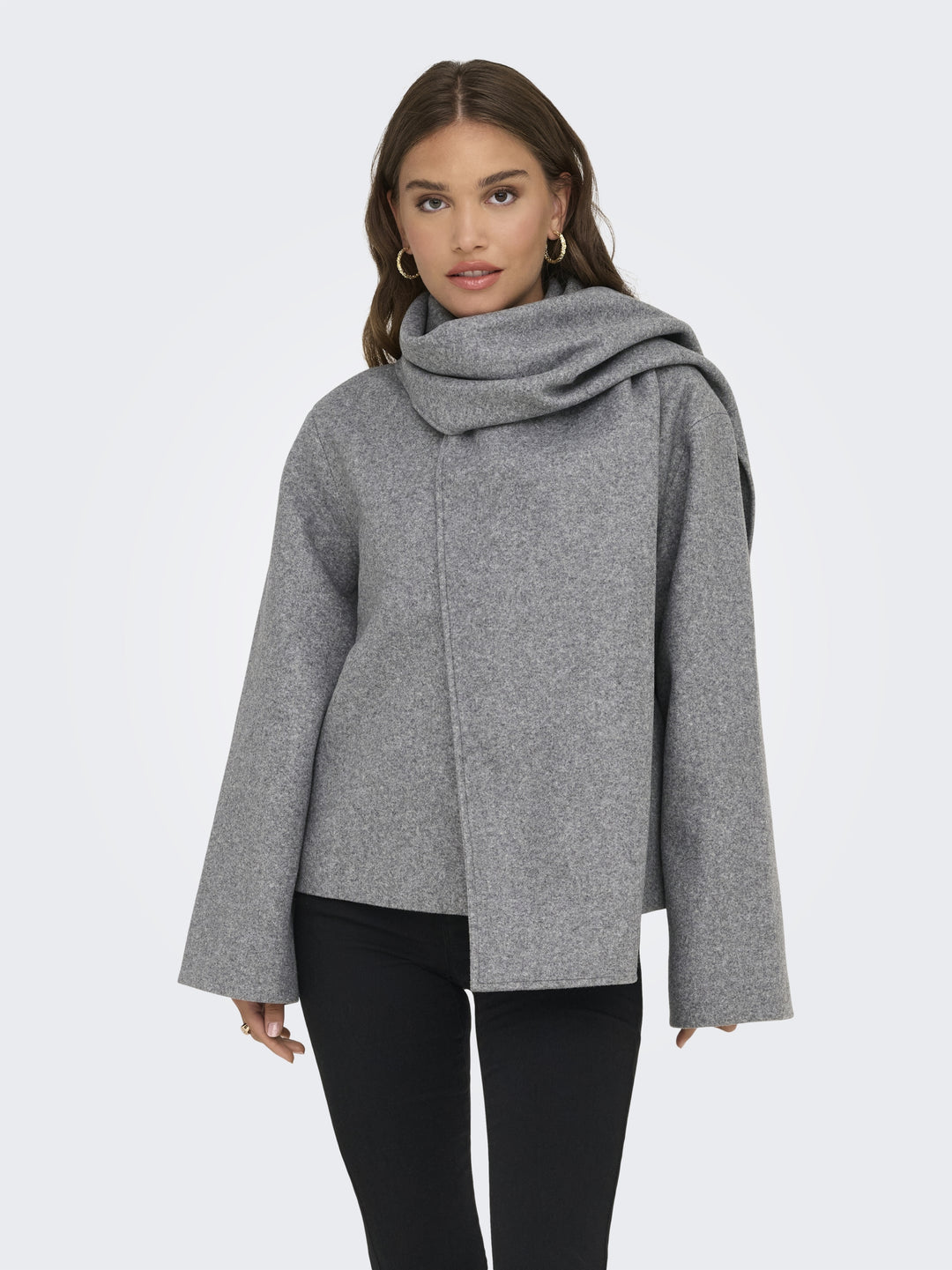 ONLELBA LIFE SCARF JACKET CC OTW, Medium Grey Melange/w.Rose Lining 179075001 Bild 4