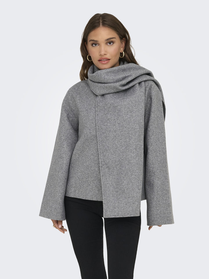 ONLELBA LIFE SCARF JACKET CC OTW, Medium Grey Melange/w.Rose Lining 179075001 Bild 4